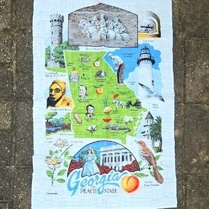 Vintage NWOT America Georgia Peach State Kitchen Tea Towel Linen